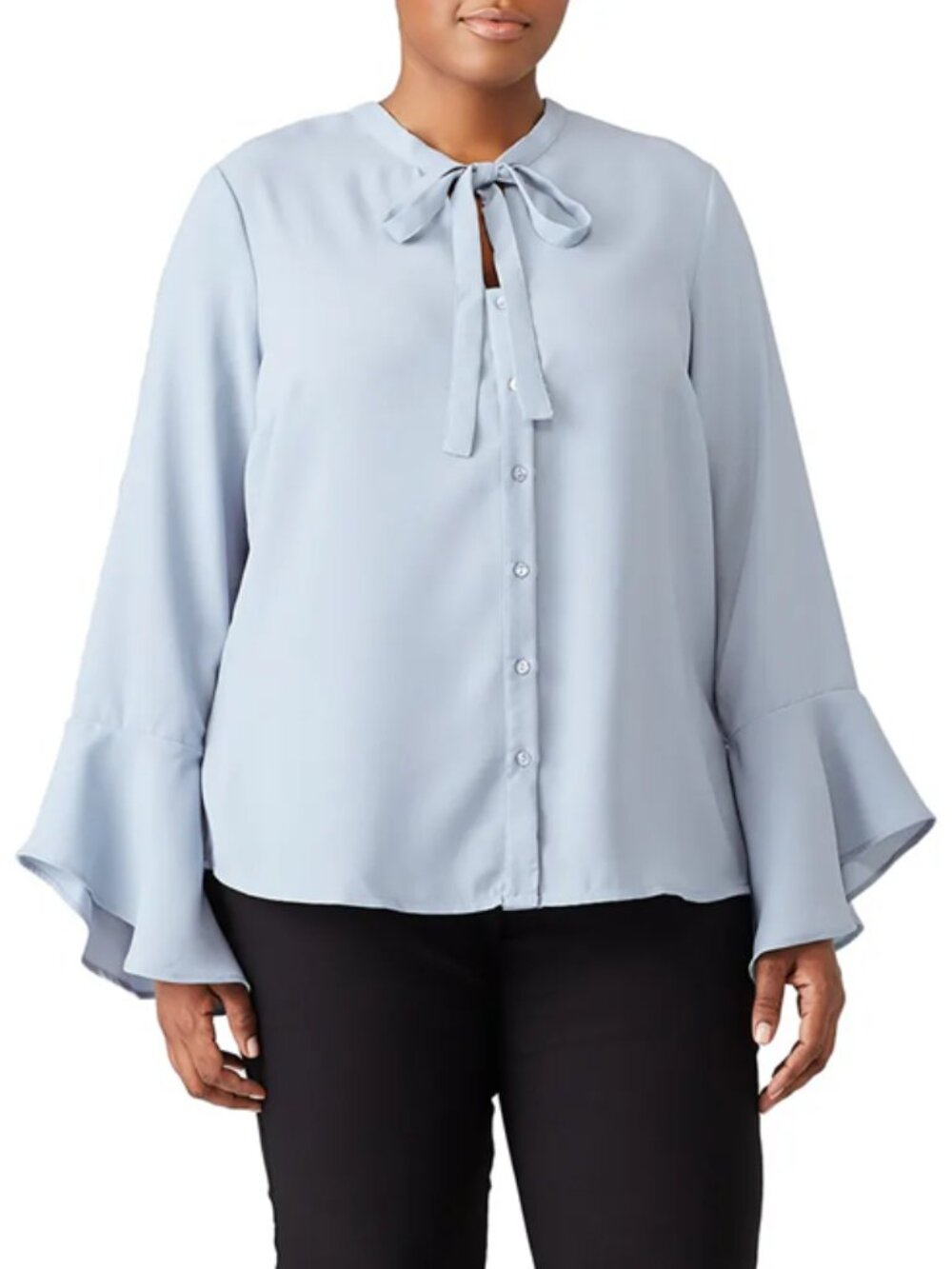 Junarose Evelina Bow Collar Bell Sleeve Blouse 46EU 16US